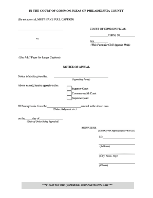 Notice of Appeal in Civil Case