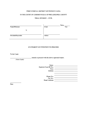 Statement of Intention to Proceed