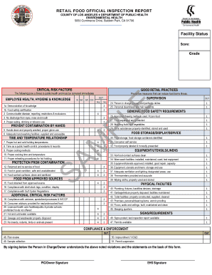 Retail Food Official Inspection Report