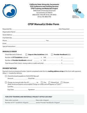 CPSP Manual Order Form