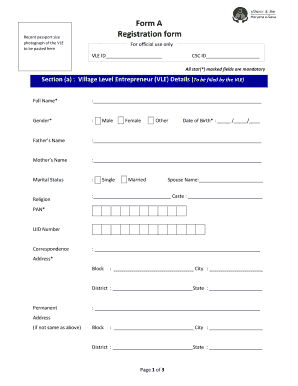 Village Level Entrepreneur Registration Form