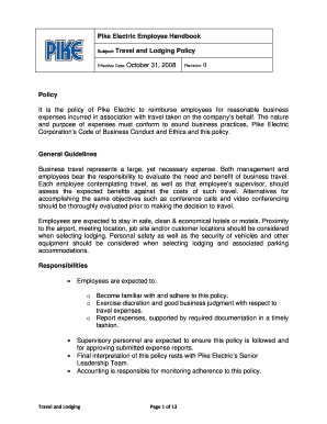 pike electric employee handbook form