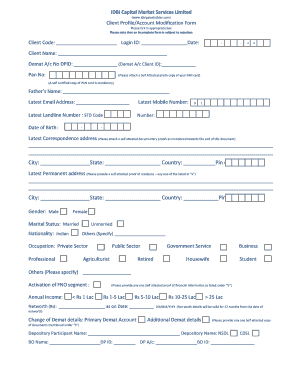 IDBI Capital Client Profile Modification Form