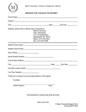 College Transcript Request Form