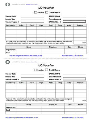 UO Voucher Invoice Credit Memo