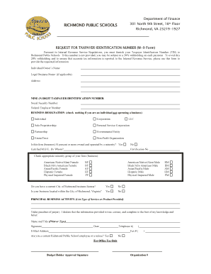 Request for Taxpayer Identification Number (W-9 Form)