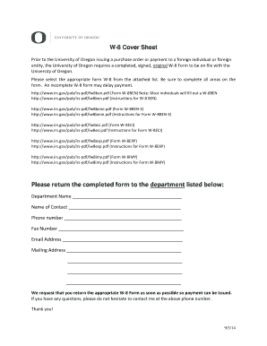 W-8 Cover Sheet