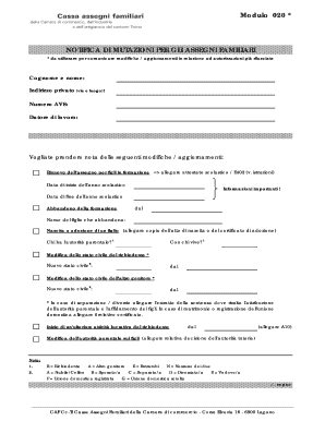 NOTIFICA DI MUTAZIONI PER GLI ASSEGNI FAMILIARI