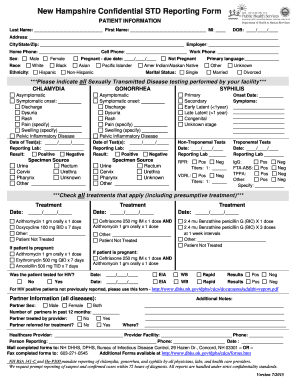 New Hampshire Confidential STD Reporting Form