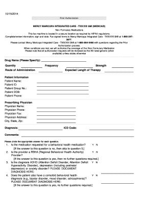 Prior Authorization Form for Non-Formulary Medications
