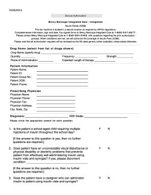 Service Authorization for Insulin Pens