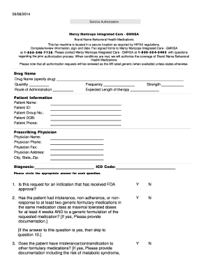 Service Authorization for Behavioral Health Medications