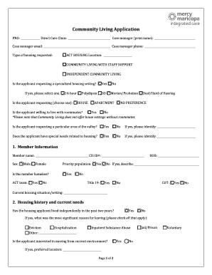 Community Living Application Form