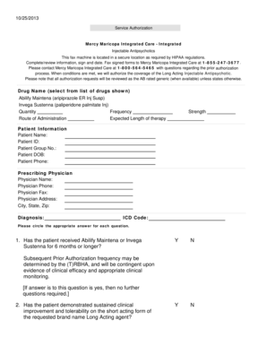 Service Authorization for Injectable Antipsychotics