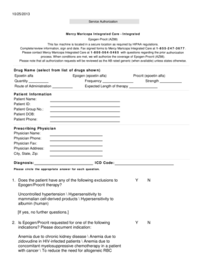 Service Authorization for Epogen-Procit