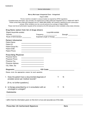 Service Authorization for Eligard