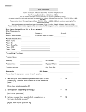 Prior Authorization for Non-Formulary Diabetic Strips and Machines