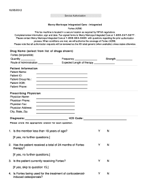 Service Authorization for Forteo