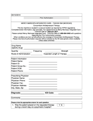 Prior Authorization for Concomitant Antidepressant Therapy