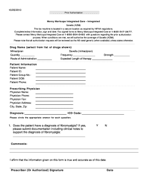 Prior Authorization Form for Savella