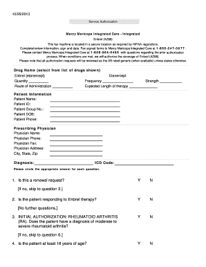 Service Authorization for Enbrel