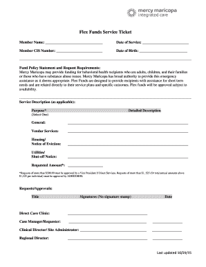 Flex Funds Service Ticket