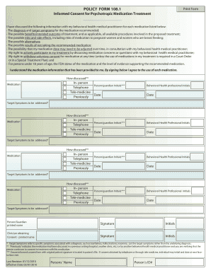Informed Consent for Psychotropic Medication Treatment