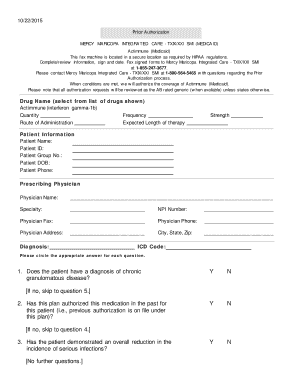 Prior Authorization Form for Actimmune
