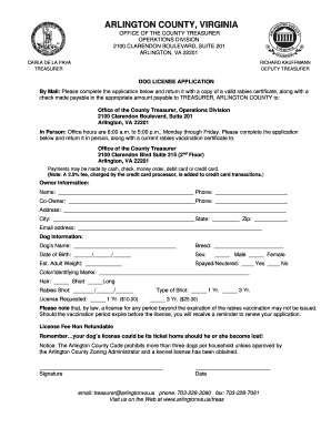 Arlington County Dog License Application