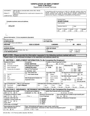 Michigan Employment Verification Form