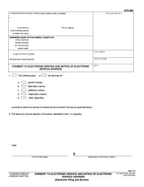 California Consent to Electronic Service Form