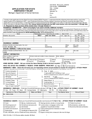 Michigan State Emergency Relief Application