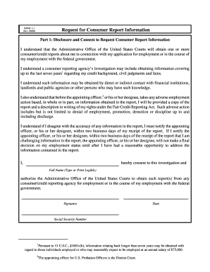 US Federal Employment Credit Check Consent Form