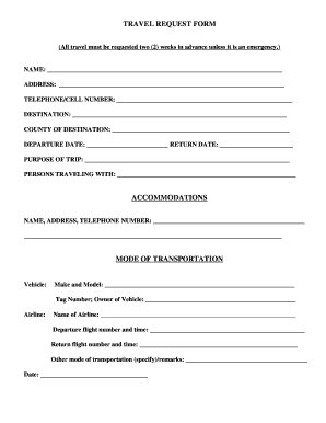 Travel Request Form