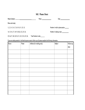 Master Gardener Phone Sheet