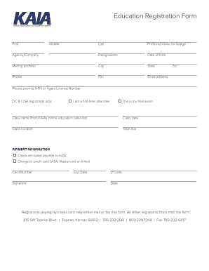 Education Registration Form
