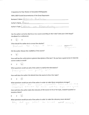 Annotated Bibliography Peer Review Form