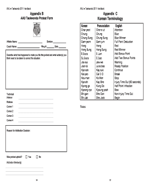 AAU Taekwondo Protest Form