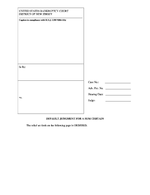 Default Judgment for a Sum Certain