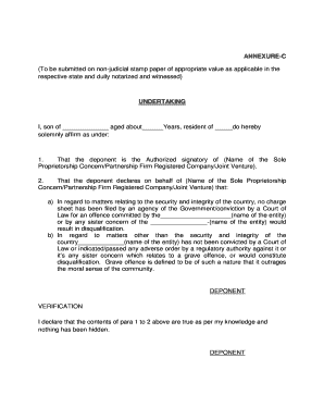 Undertaking for Security and Integrity Declaration