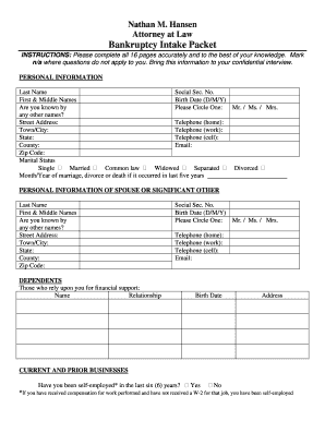 Bankruptcy Intake Packet