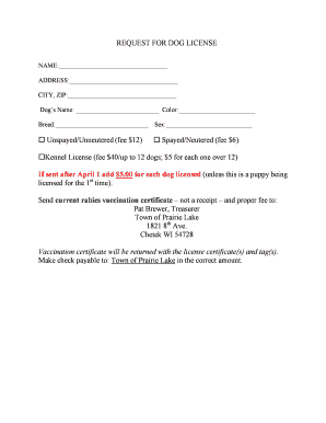 Dog License Application