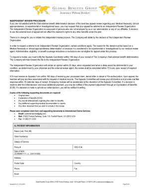 Health Insurance Appeals Form