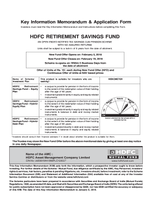 HDFC Retirement Savings Fund Application Form