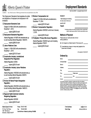 Alberta Employment Standards Order Form