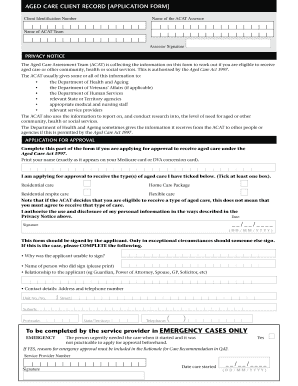 Aged Care Client Record Application Form