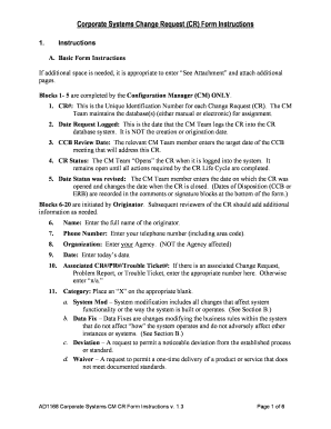 Corporate Systems Change Request Form