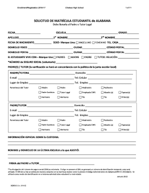 Solicitud de Matrícula Estudiantil de Alabama