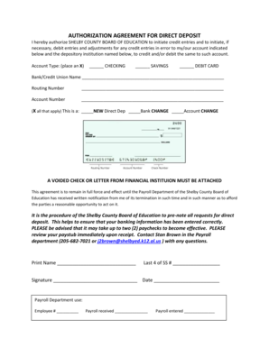 Authorization Agreement for Direct Deposit