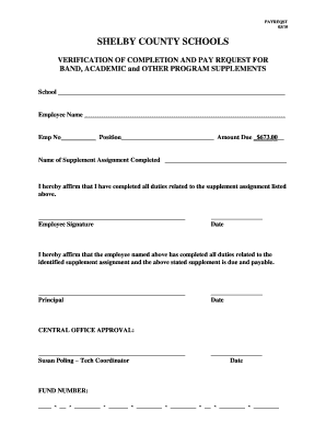 Shelby County Schools Pay Request Form